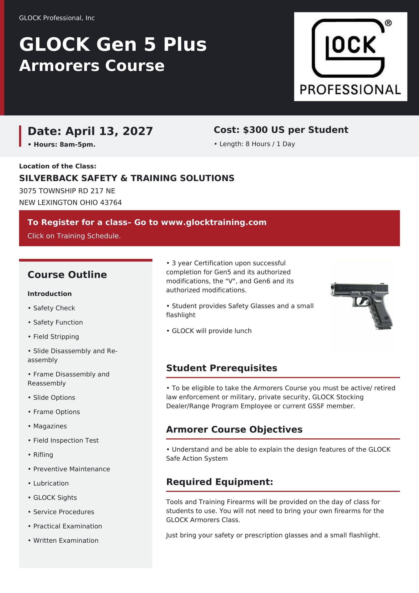 GLOCK Gen 5 Plus Armorers Course at Silverback Safety and Training Solutions